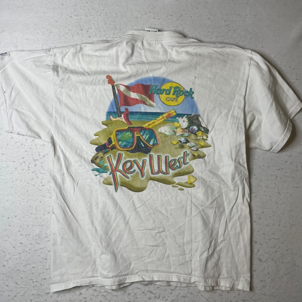 Hard Rock Cafe T Shirt Mens Large White Key West Heavy Tee Graphic Vintage - Picture 2 of 9